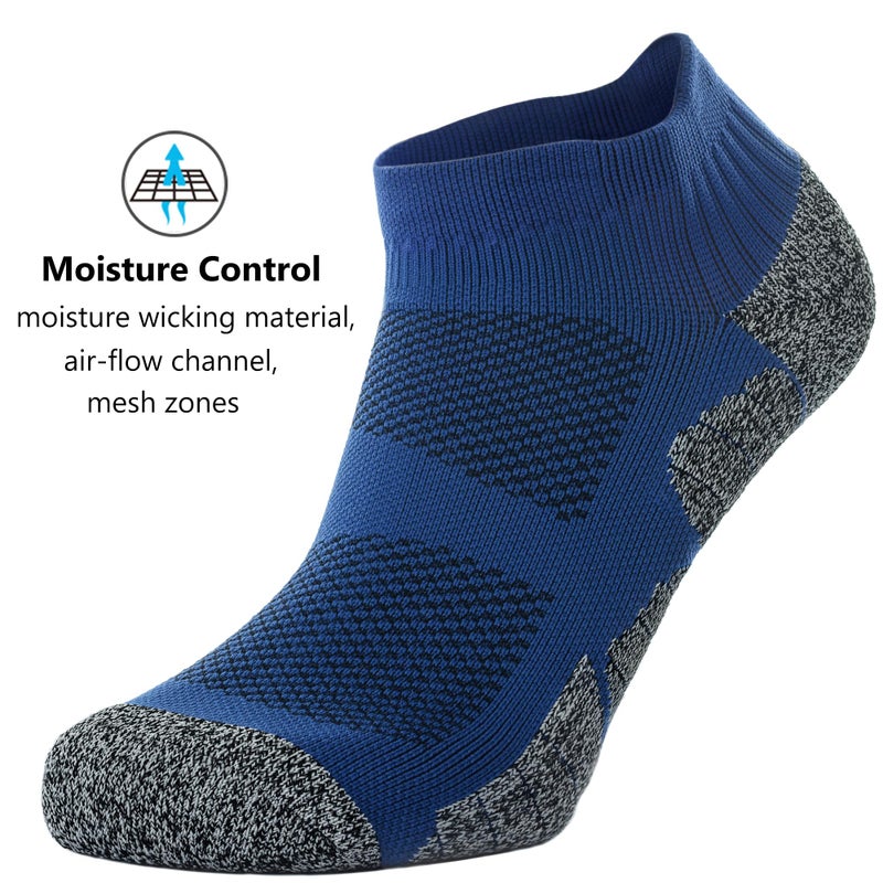 CWVLC Unisex Cushioned Compression Athletic Ankle Socks Multipack, 6-pairs Black Charcoal Royal, XL (13.5-15.5 W US/ 12-14 M US) - Image 5